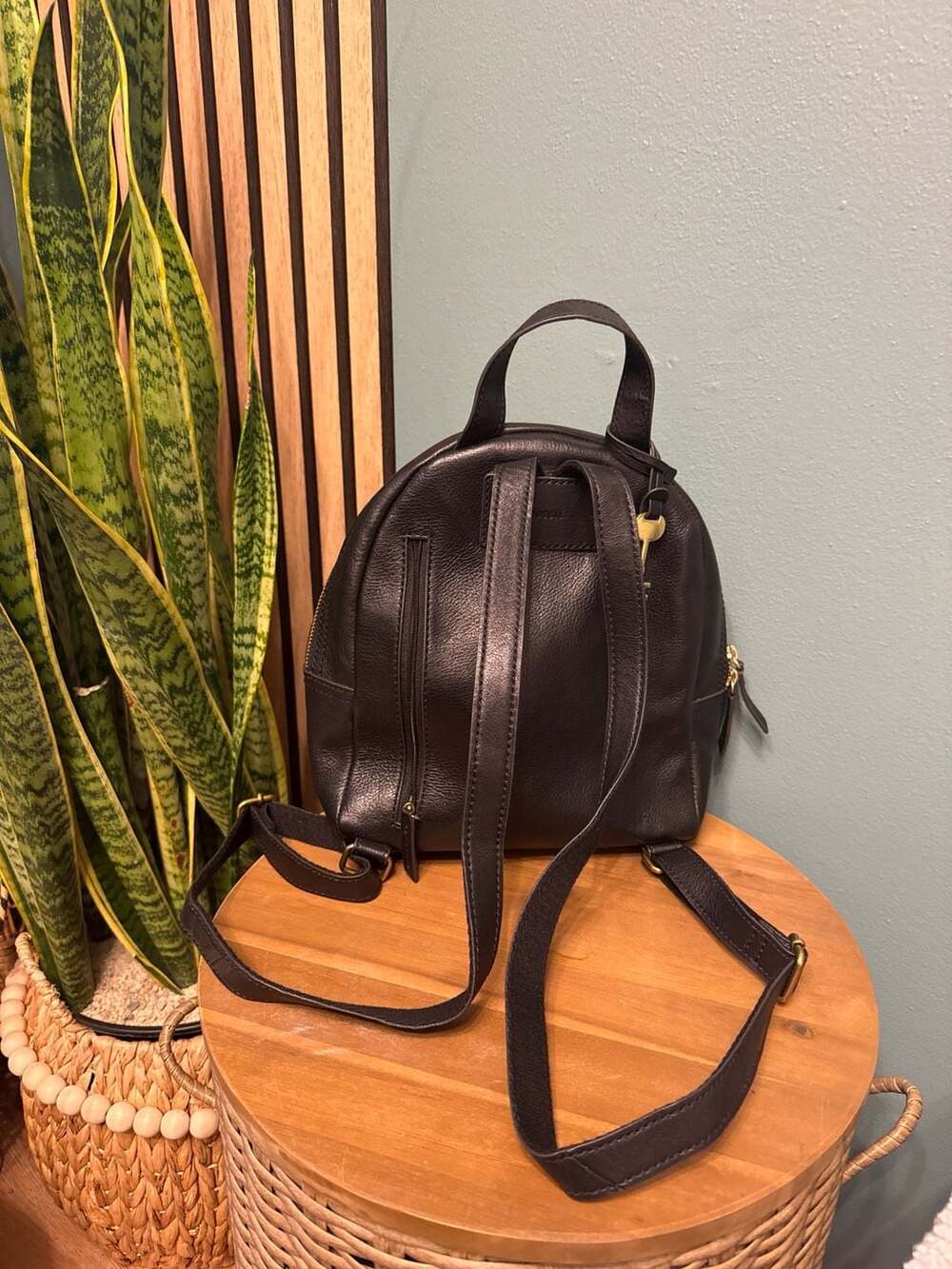 Fossil Megan Mini Black Pebbled Leather Backpack - Picture 2 of 7